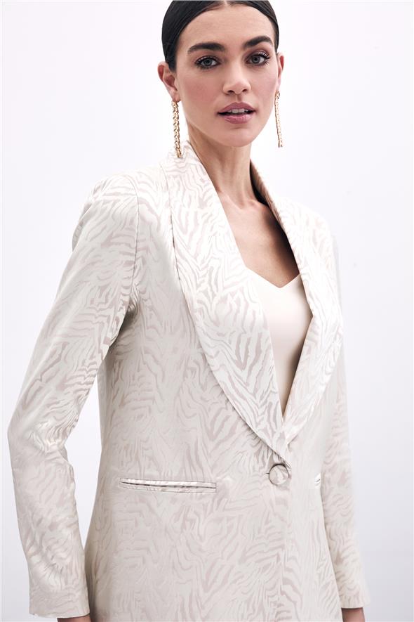 Zebra Desenli Ceket - Bej