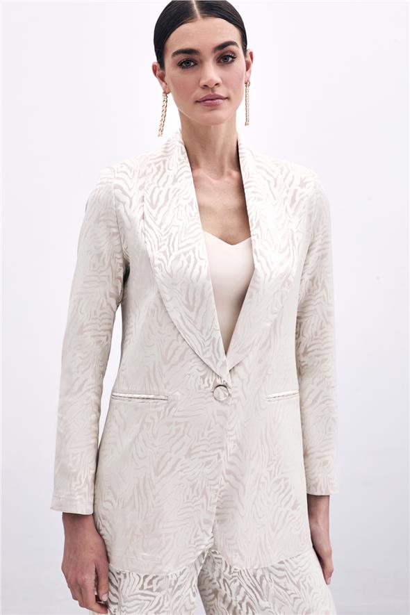 Zebra Desenli Ceket - Bej