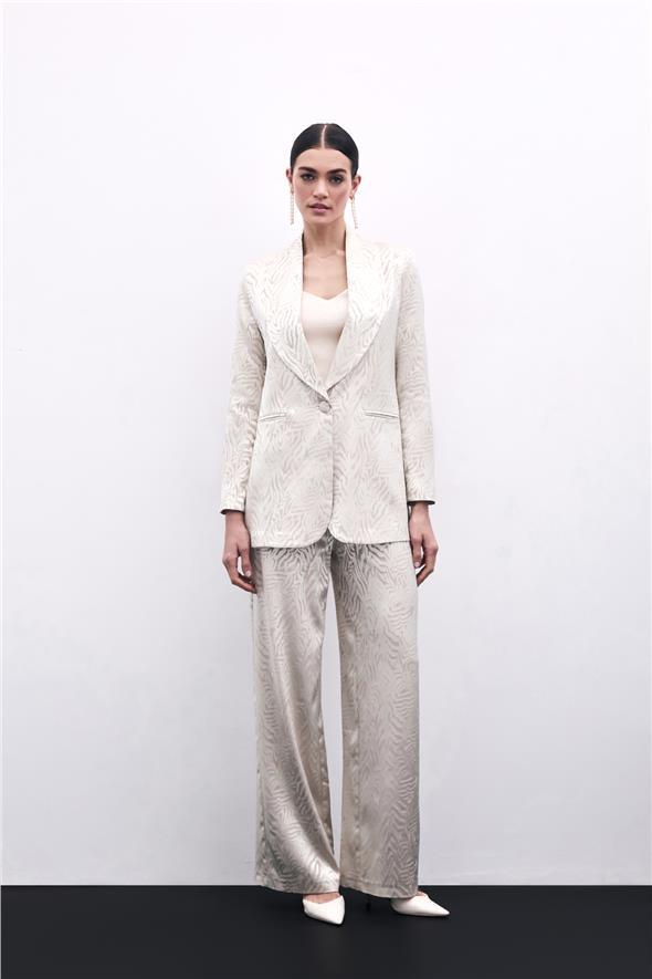 Zebra Desenli Pantolon - Bej