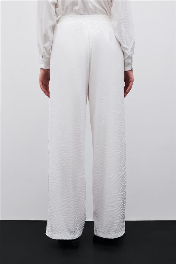 Zebra Desenli Salaş Pantolon - Ekru