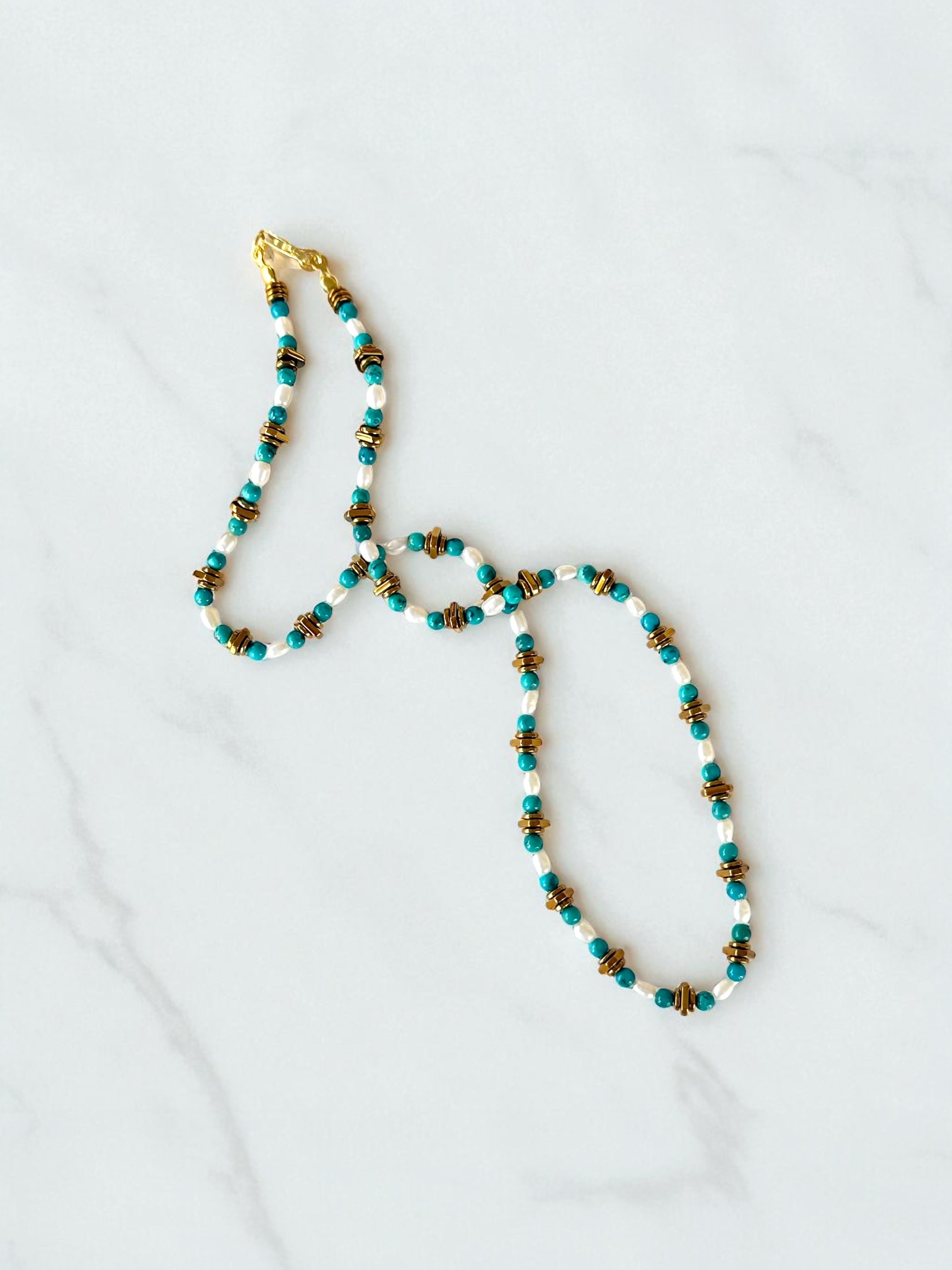 Turkuaz & İnci Kolye