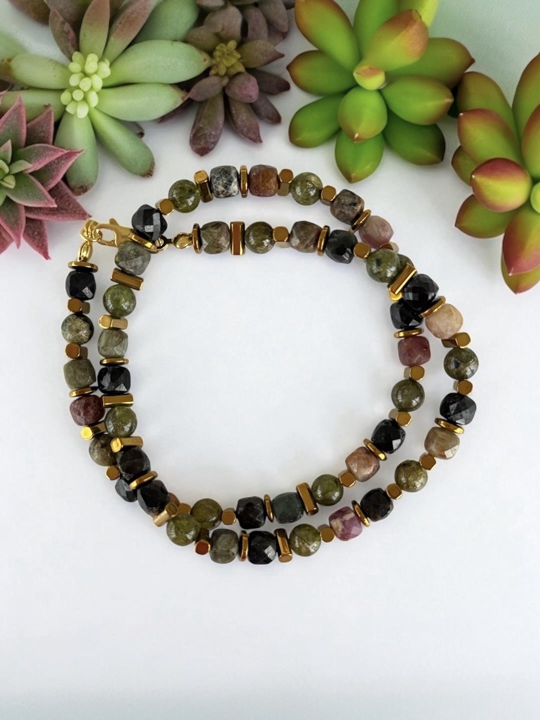 Turmalin & Zebercet Taşı Kolye