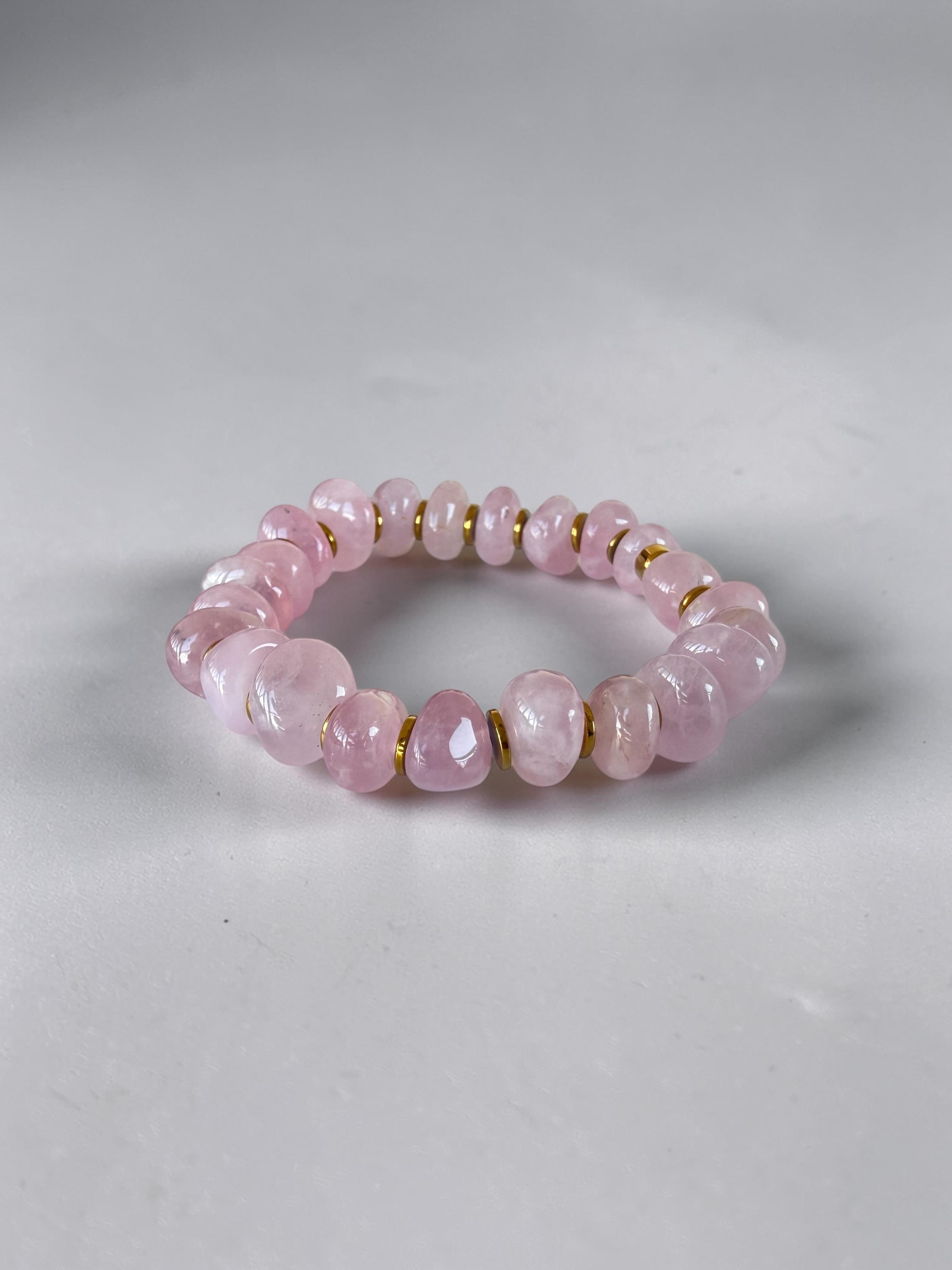 Pembe Kuvars Amorf Bileklik