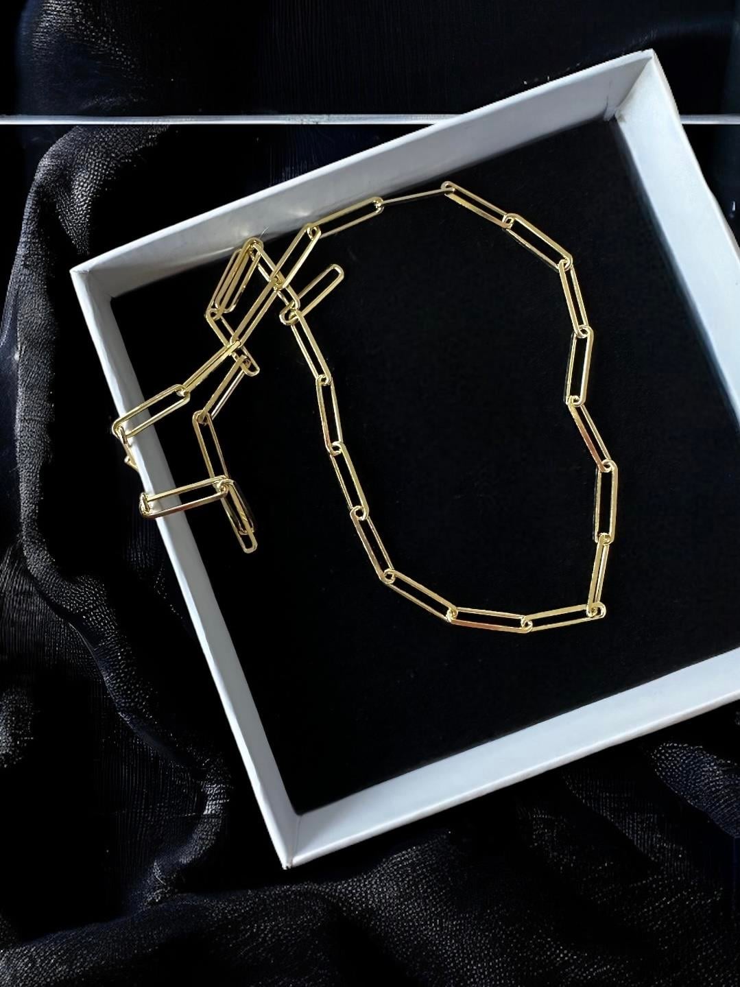 Rectangle Gümüş  Zincir Kolye