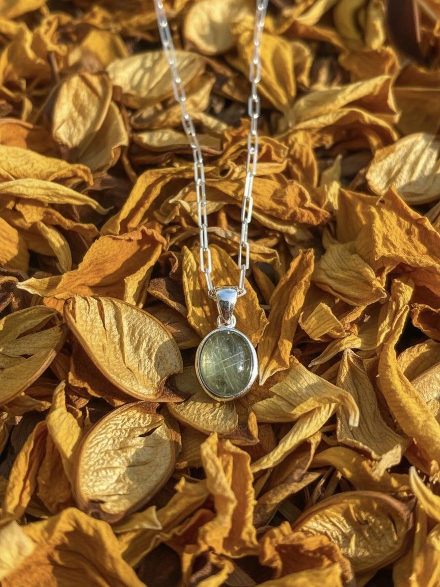 Labradorit Uçlu Gümüş Kolye