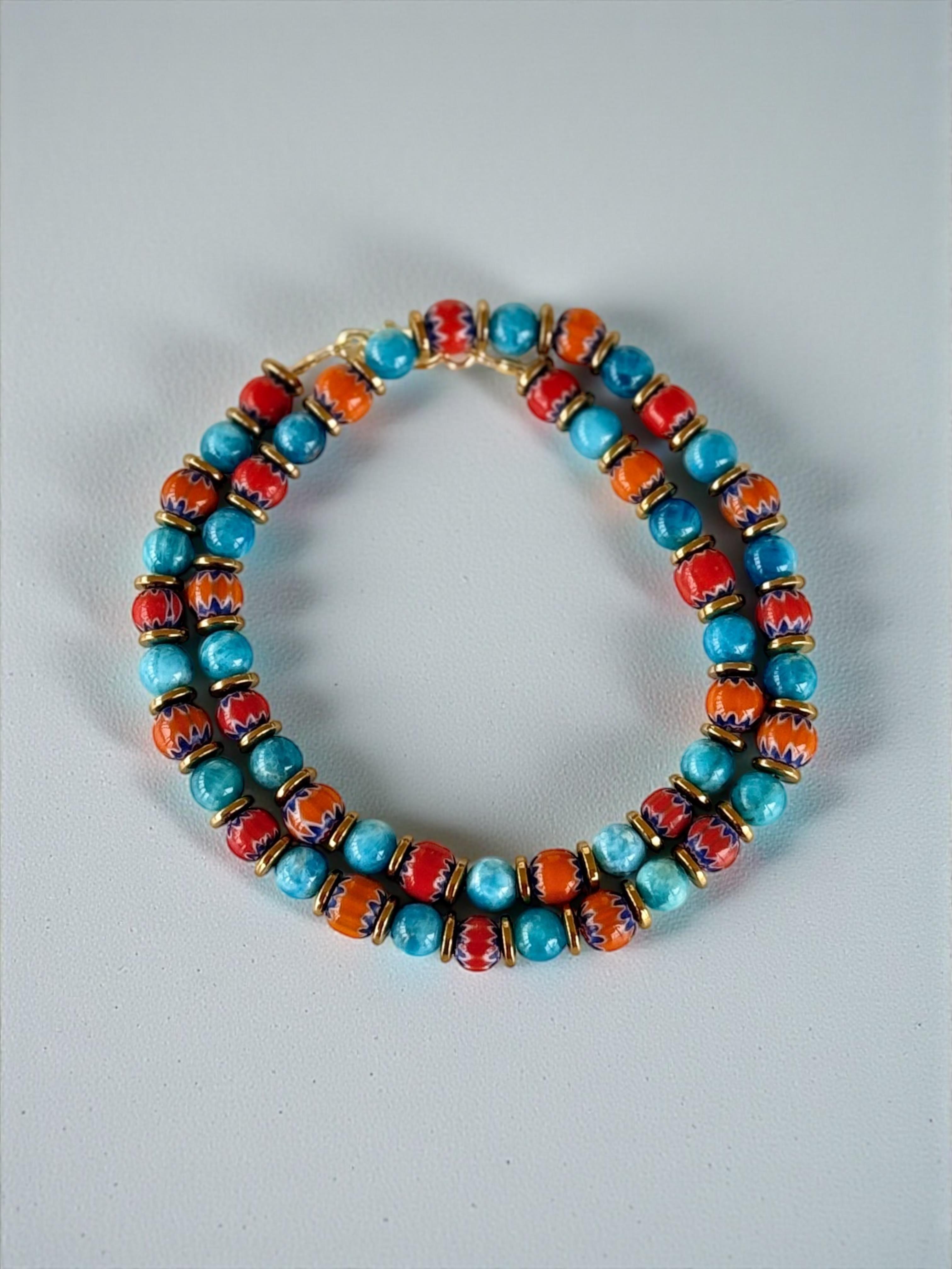 Horizon Tasarım Kolye | Apatit ve Özel Cam Boncuklar