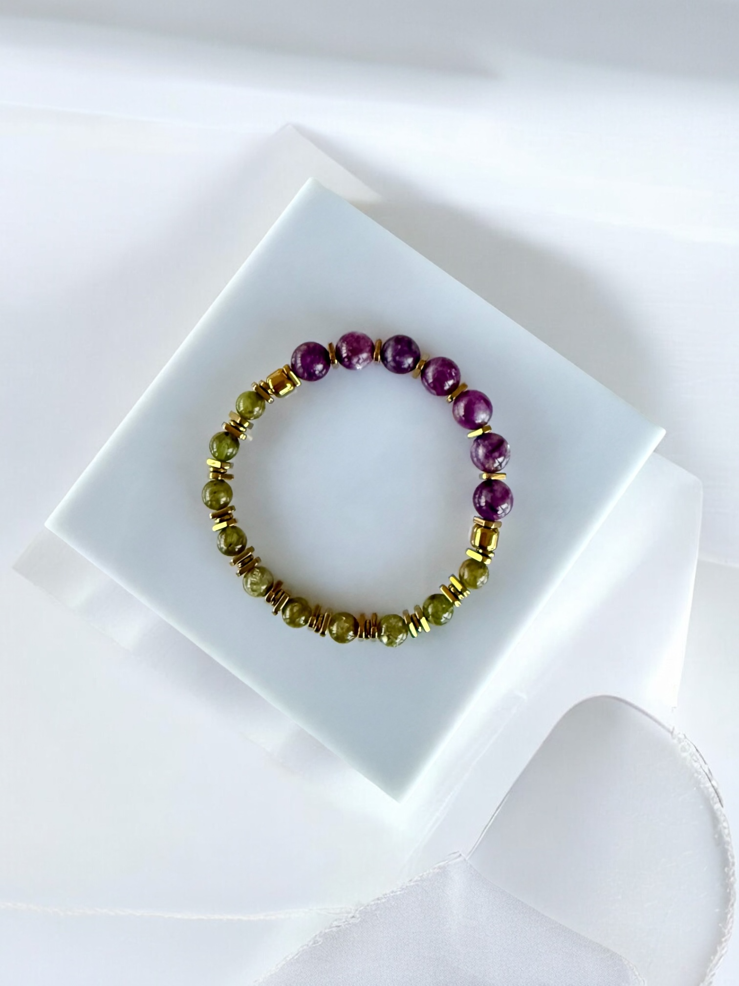 Lepidolit & Zebercet Doğal Taş Bileklik