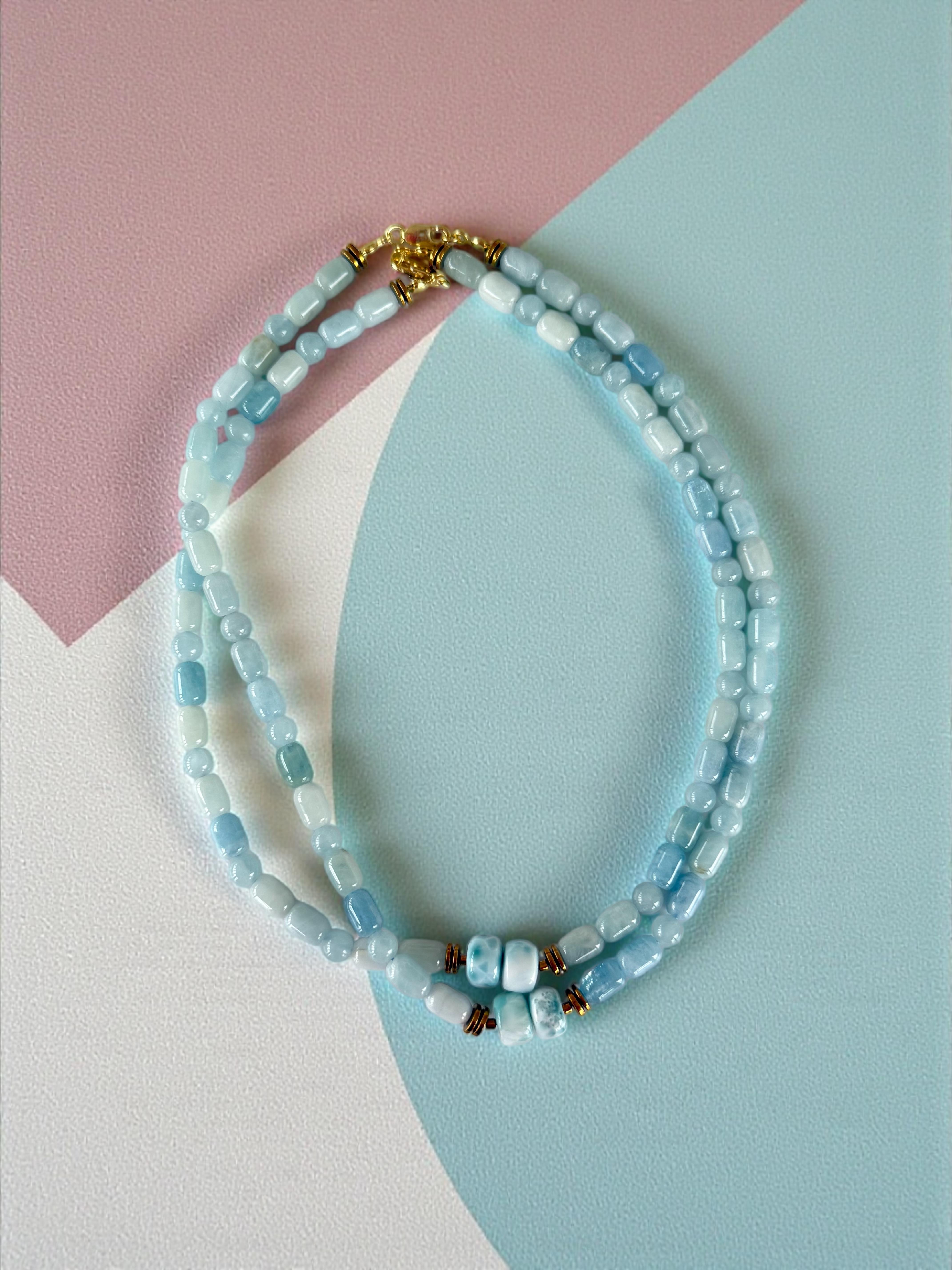 Akuamarin Doğal Taş Kolye | Larimar