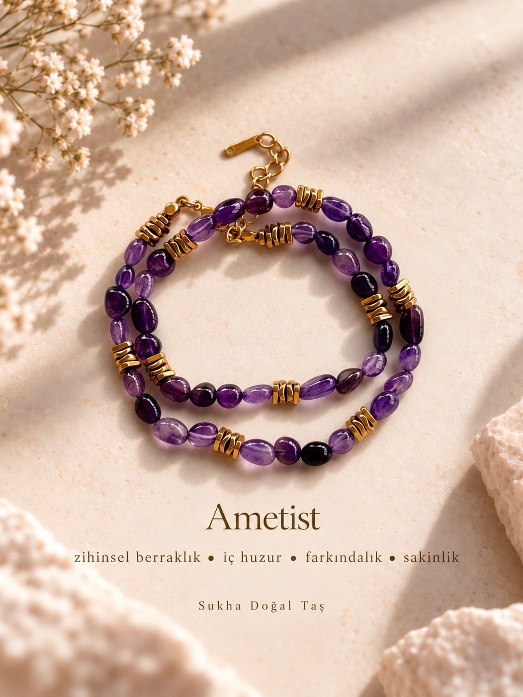 Ametist Amorf Kolye