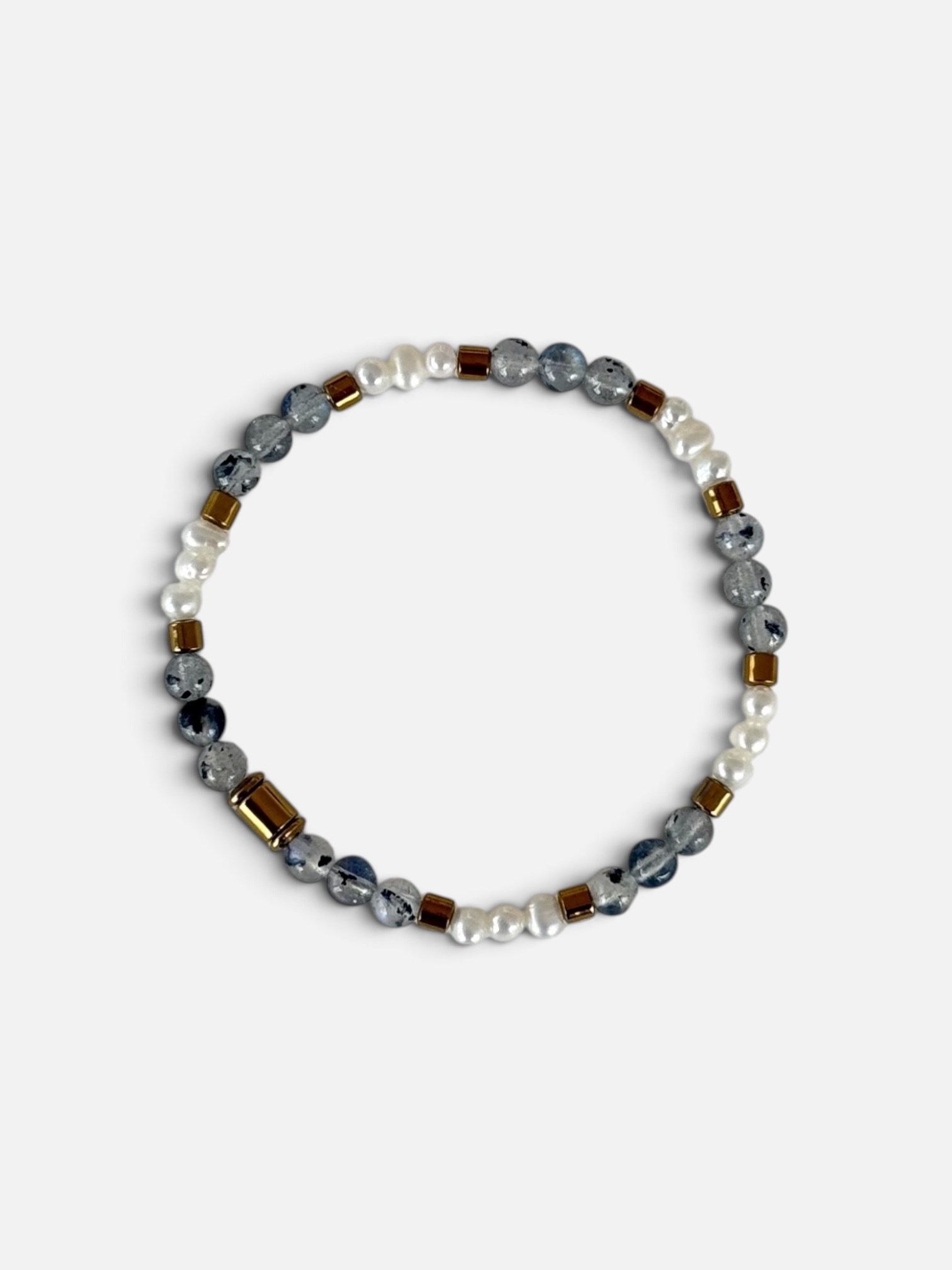Labradorit & İnci Minimal Bileklik