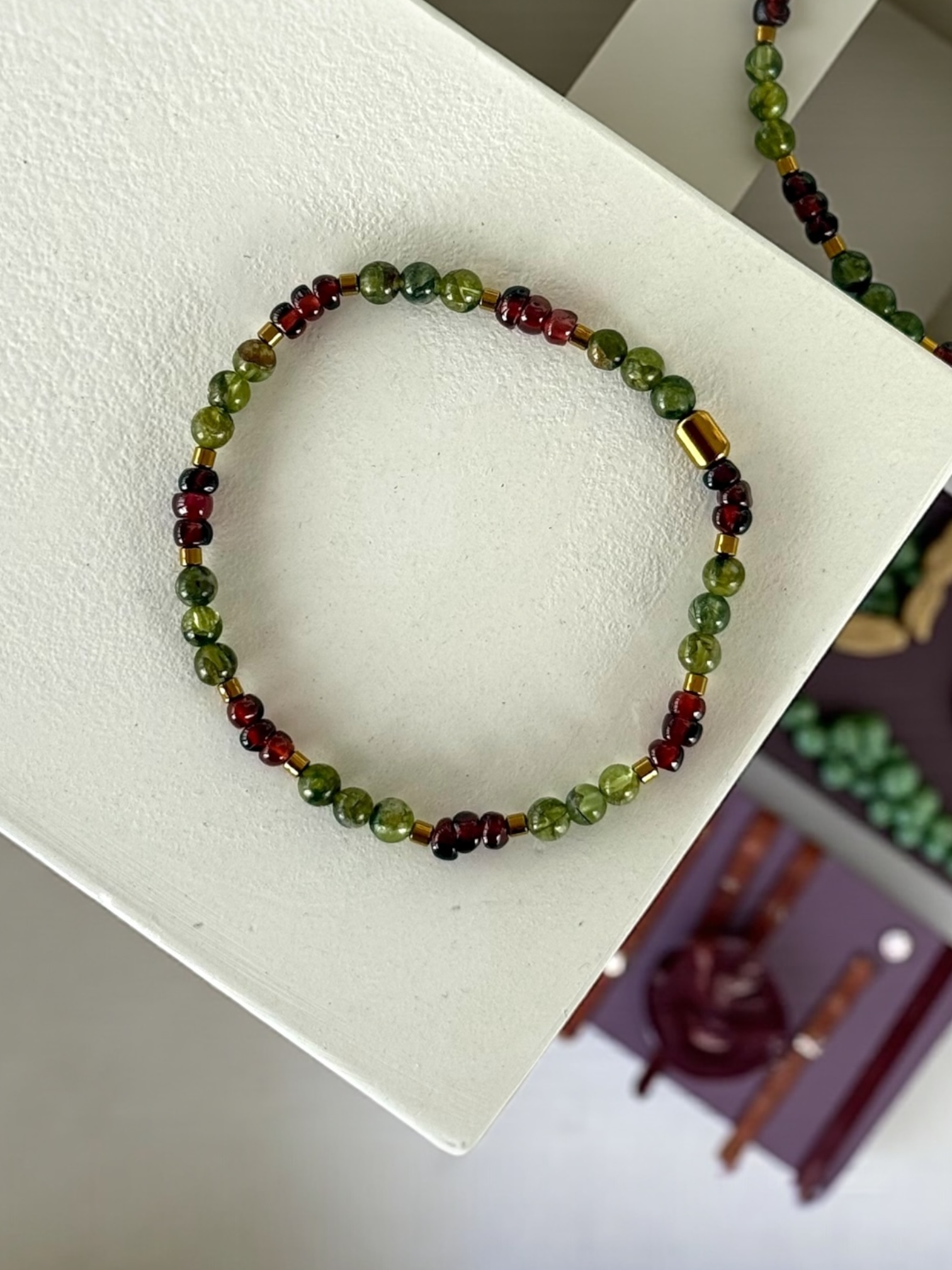 Zebercet & Garnet Minimal Bileklik