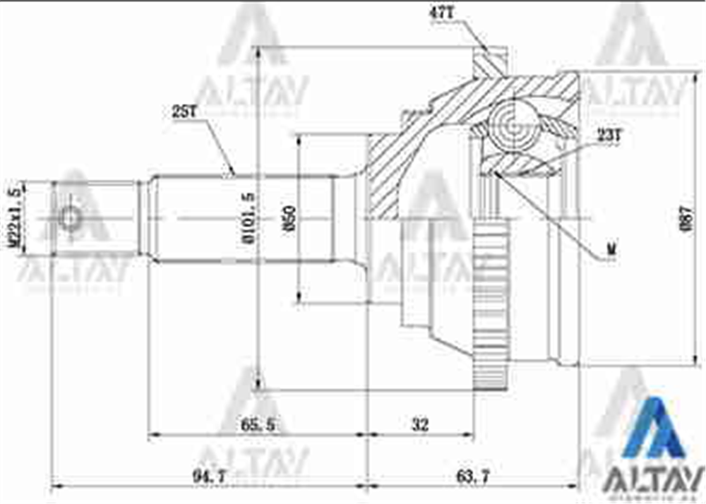 AKS KAFASI DIŞ HYUNDAI ELANTRA 90-95 SAĞ  2.0 ABSLİ 25X50X23 