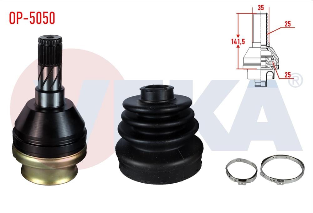 AKS KAFASI SOL ON IC OPEL ASTRA H 1.3 CDTI 25X25X35 UZUNLUK 141,5 mm 2004-2010	