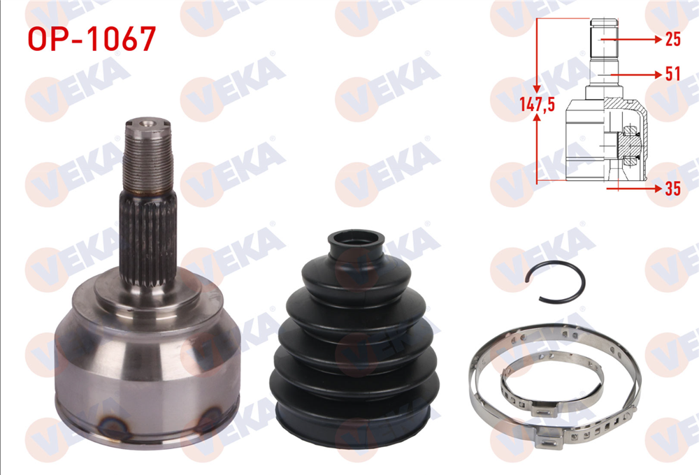 AKS KAFASI SOL-SAG ON DIS 25X35X51 UZUNLUK 147,5mm OPEL CORSA D (S07) 1.6 T 2006-2014