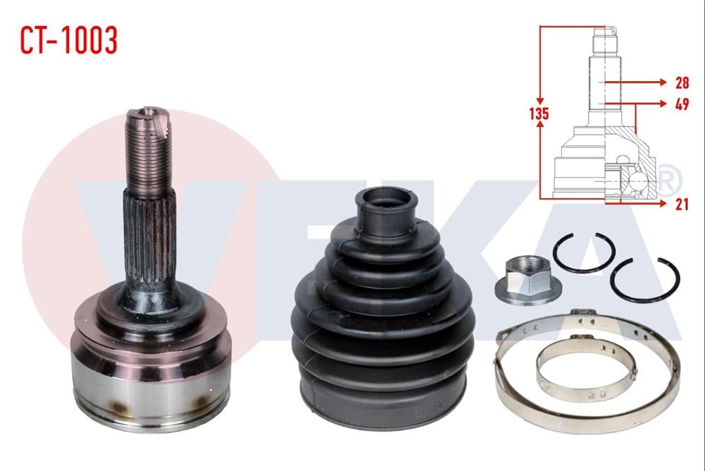 AKS KAFASI SOL-SAG ON DIS CITROEN C3 II 1.4 HDI 21X28X49 UZUNLUK 135mm 2009-2016	