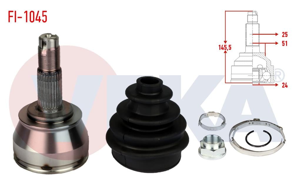 AKS KAFASI SOL-SAG ON DIS FIAT FIORINO (225) 1.3 MJT 25X24X51 UZUNLUK 146,5 mm 2007-	