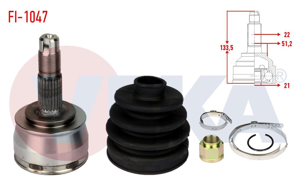 AKS KAFASI SOL-SAG ON DIS FIAT GRANDE PUNTO (199) 1.2 MPI 22X21X51.2 UZUNLUK 133,5 mm 2005-2012	