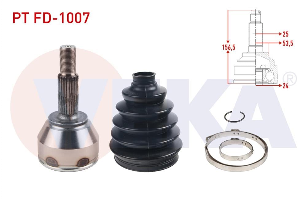 AKS KAFASI SOL-SAG ON DIS FORD TRANSIT CONNECT 1.8 TDCI 75 HP 25X24X53.5 UZUNLUK 156,2mm 2002-2013	