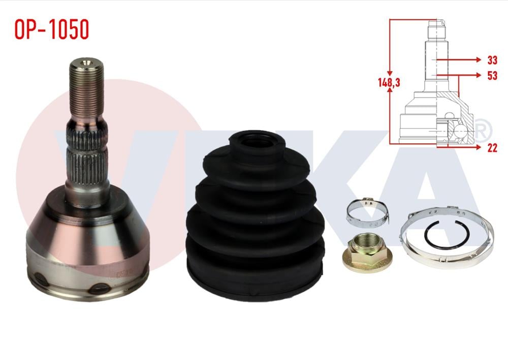 AKS KAFASI SOL-SAG ON DIS OPEL ASTRA H 1.4i 33X22X53 UZUNLUK 149,5 mm 2004-2010	