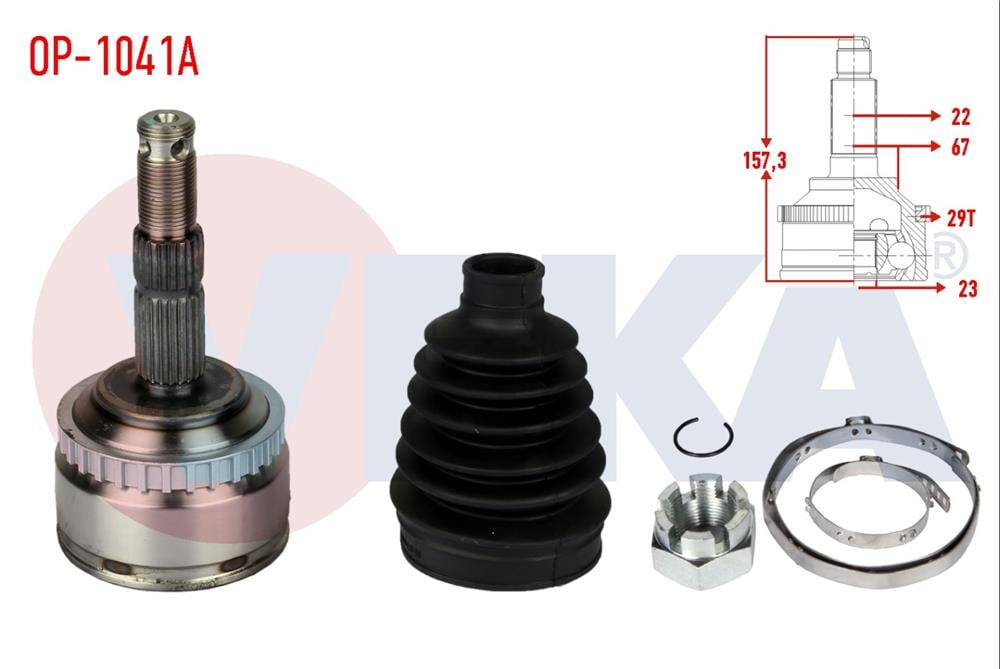AKS KAFASI SOL-SAG ON DIS OPEL CORSA C 1.7 DTI KALIN FREZE ABSLI 29 DIS 22X23X52 UZUNLUK 158,6 mm 2000-2006	