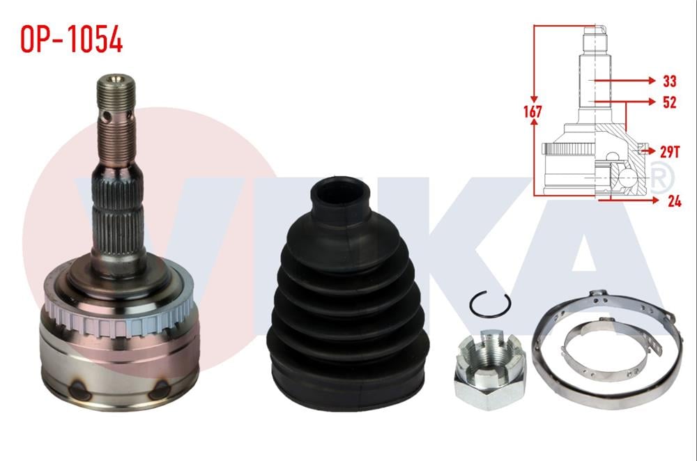 AKS KAFASI SOL-SAG ON DIS OPEL CORSA C 1.7 CDTI ABSLI 29 DIS 33X24X52 UZUNLUK 168 mm 2000-2006	