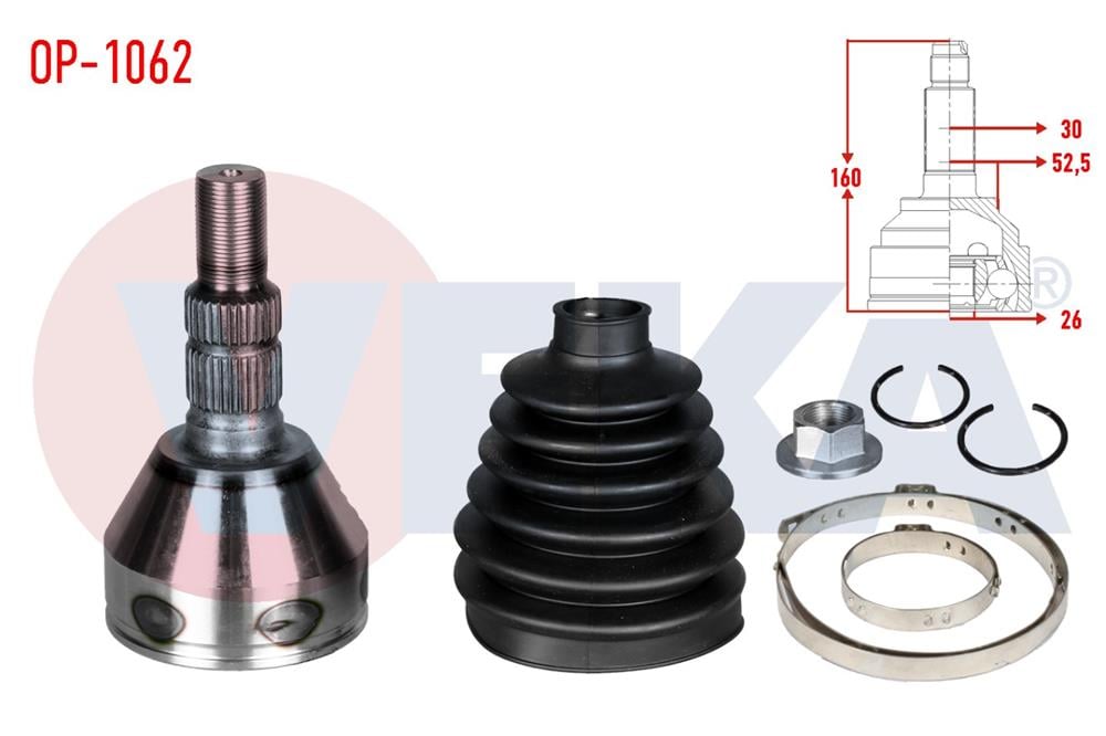 AKS KAFASI SOL-SAG ON DIS OPEL INSIGNIA 2.0 CDTI 30X26X52,5 UZUNLUK 160mm 2008-	