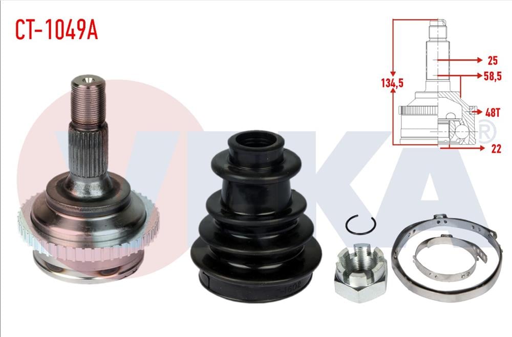 AKS KAFASI SOL-SAG ON DIS PEUGEOT 307 (3A/C) 1.4 ABSLI 48 DIS 25X22X58,5 UZUNLUK 134,5 mm 2000-2007	