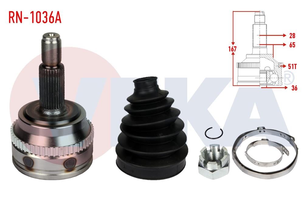 AKS KAFASI SOL-SAG ON DIS RENAULT MASTER II (FD) 2.5 DCI ABSLI 51 DIS 28X36X65 UZUNLUK 167 mm 1998-2010	