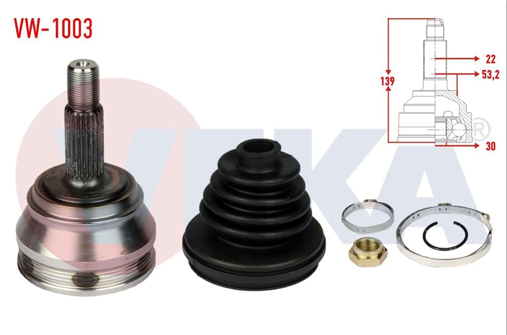 AKS KAFASI SOL-SAG ON DIS VOLKSWAGEN GOLF III (1H1) 1.6 DIS 22X30X51 UZUNLUK 139,5 mm 1991-1999	