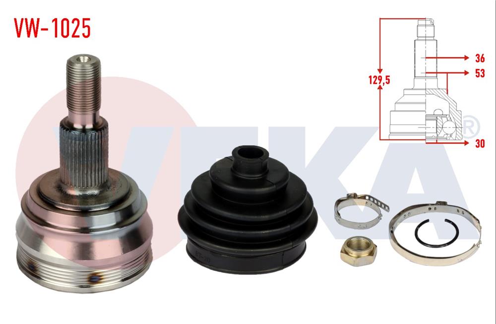 AKS KAFASI SOL-SAG ON DIS VOLKSWAGEN GOLF IV (1J1) 1.6i 36X30X53 UZUNLUK 129 mm 1997-2005	