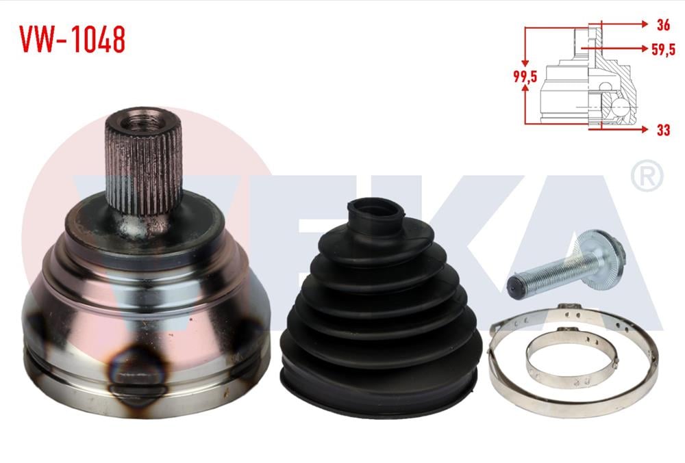 AKS KAFASI SOL-SAG ON DIS VOLKSWAGEN GOLF VI (5K1) 1.4 TSI 36X33X59,5 UZUNLUK 99,5mm 2008-2013	