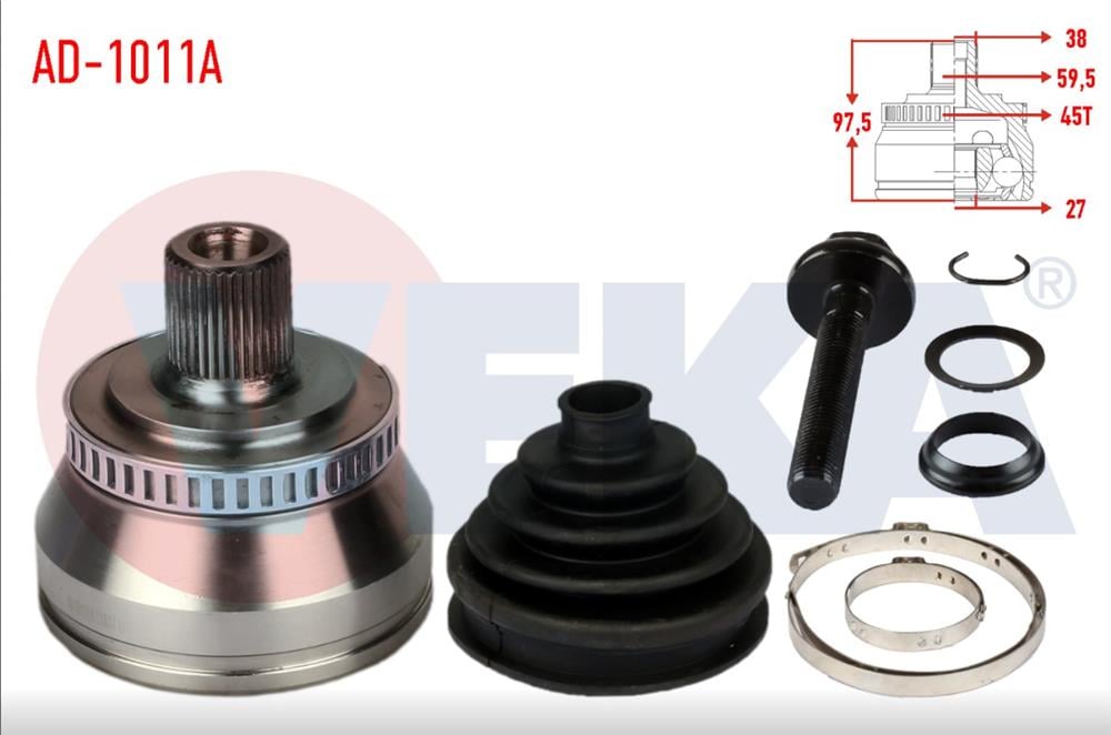 AKS KAFASI SOL-SAG ON DIS VOLKSWAGEN PASSAT (3B3) 1.9 TDI ABSLI 45 DIS 38X27X59,5 UZUNLUK 97,5mm 2000-2005	