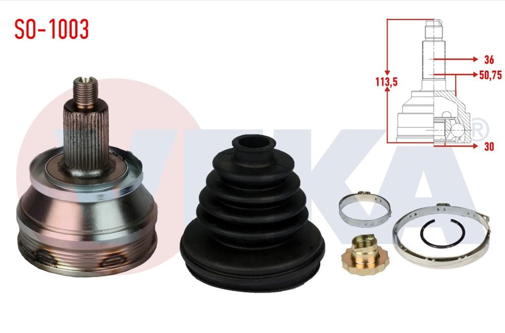 AKS KAFASI SOL-SAG ON DIS VOLKSWAGEN POLO (6R,6C) 1.2 36X30X50.75 UZUNLUK 113,5mm 2009-	