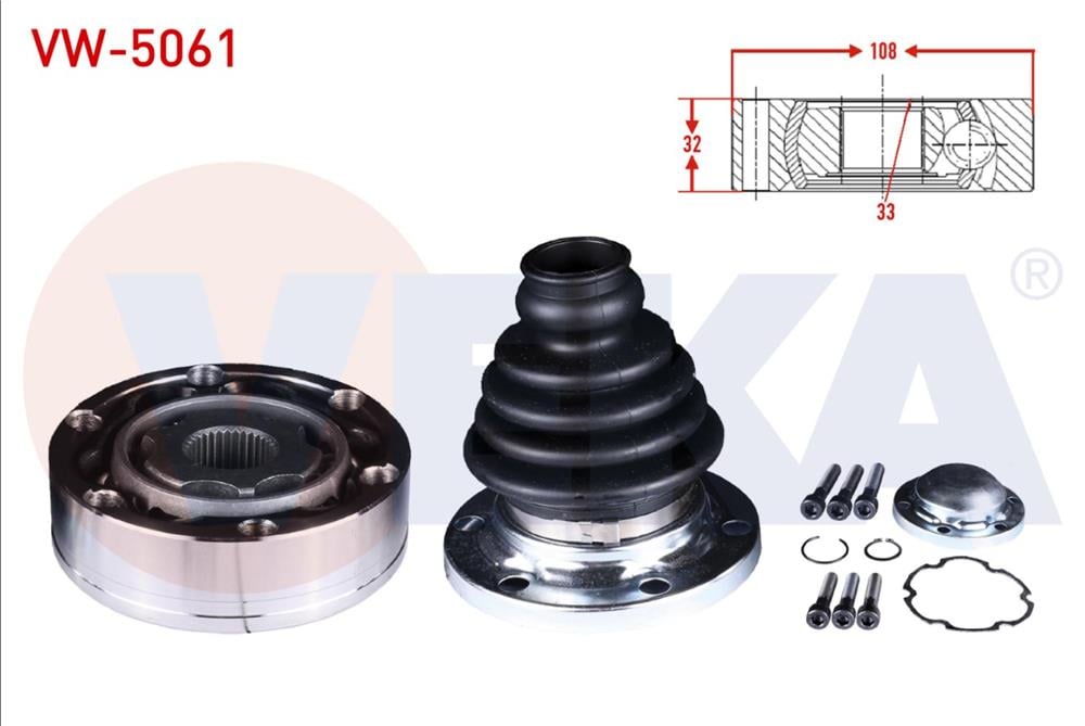 AKS KAFASI SOL-SAG ON IC 33X35X108 VOLKSWAGEN CADDY III (2KA,2KH,2CA,2CH) 1.9 TDI 2004-2010	