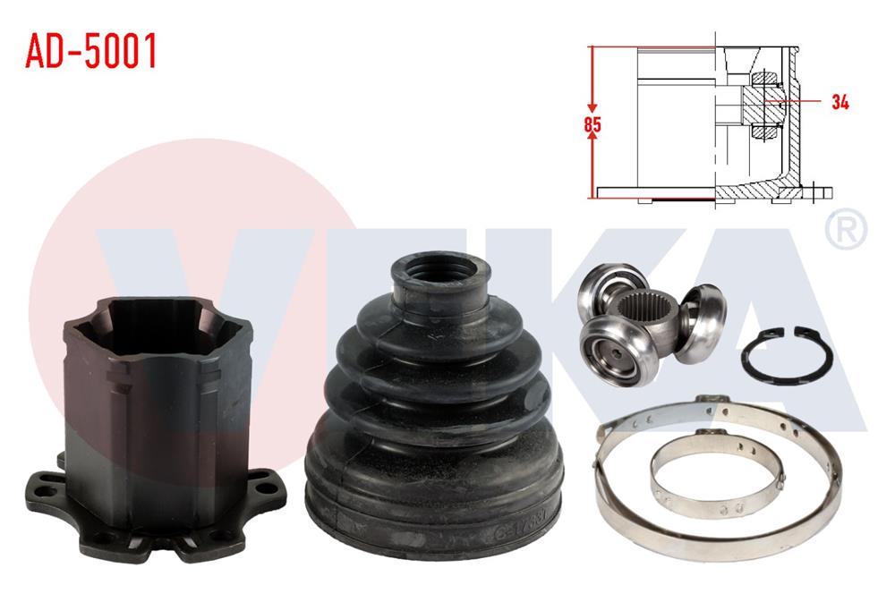 AKS KAFASI SOL-SAG ON IC AUDI A4 (8EC,B7) 2.0 TDI TRIPTONIC FREZE DIS 34 UZUNLUK 85mm 2004-2008	