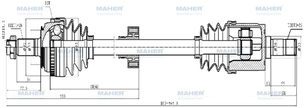 AKS KOMPLE ÖN CIVIC 01-06 / SOL M-T 1.6 ABSLİ 50 DİŞ 893mm