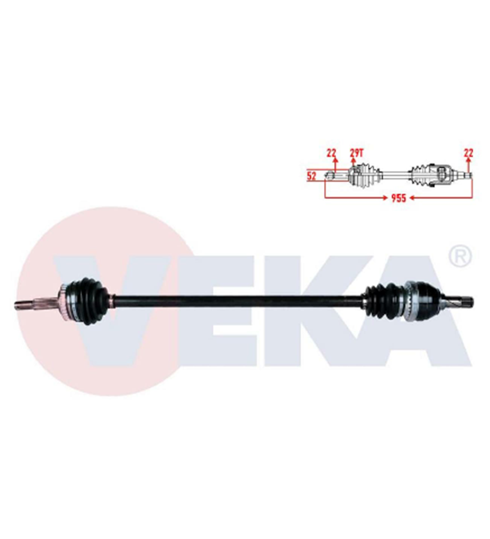 AKS KOMPLE ÖN VECTRA B 96-03 / SAĞ 1.6 ABSLİ 29 DİŞ 955mm