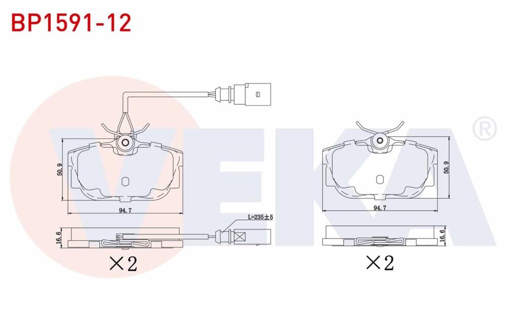 FREN BALATA ARKA FISLI VOLKSWAGEN TRANSPORTER IV (70XB,70XC,7DB,7DW) 2.4 D 1990-2003 