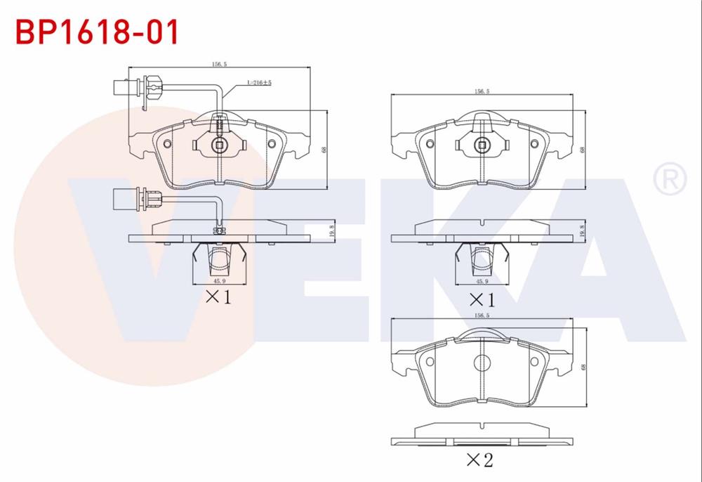 FREN BALATA FISLI ON VOLKSWAGEN TRANSPORTER IV (70XB,70XC,7DB,7DW) 2.5 TDI 19.50-20.30mm 1990-2003