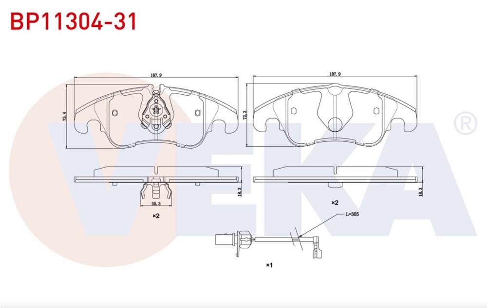 FREN BALATA ON FISLI  A5 (8T3) 3.0 TDI 2007-2017/ 3.2 FSI 2007-2017