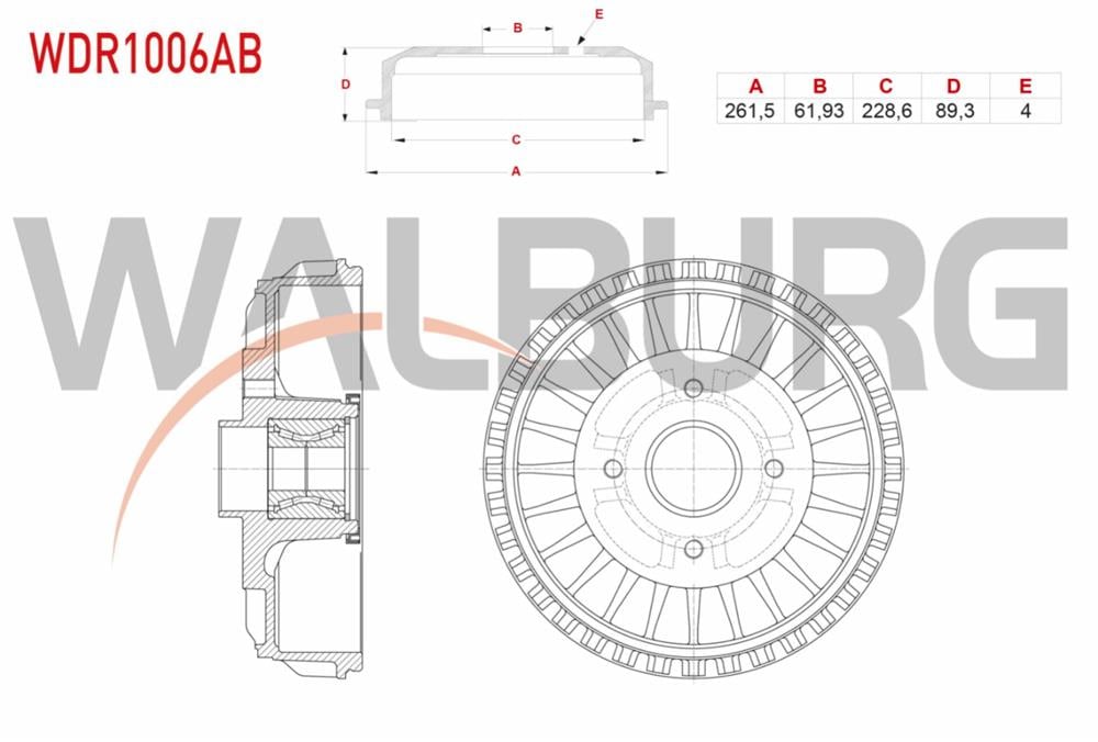 FREN KAMPANASI ARKA RULMANLI ABS OKUYUCULU TIRNAKLI 4 DELIK 261,5X61,93X228,6X89,3 RENAULT CAPTUR 1.2 - 1.5 DCI 2013-