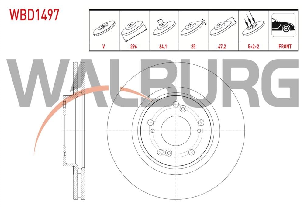 HONDA ACCORD 08-15 ÖN FREN DİSKİ 296MM 5 BIJON (WALBURG)