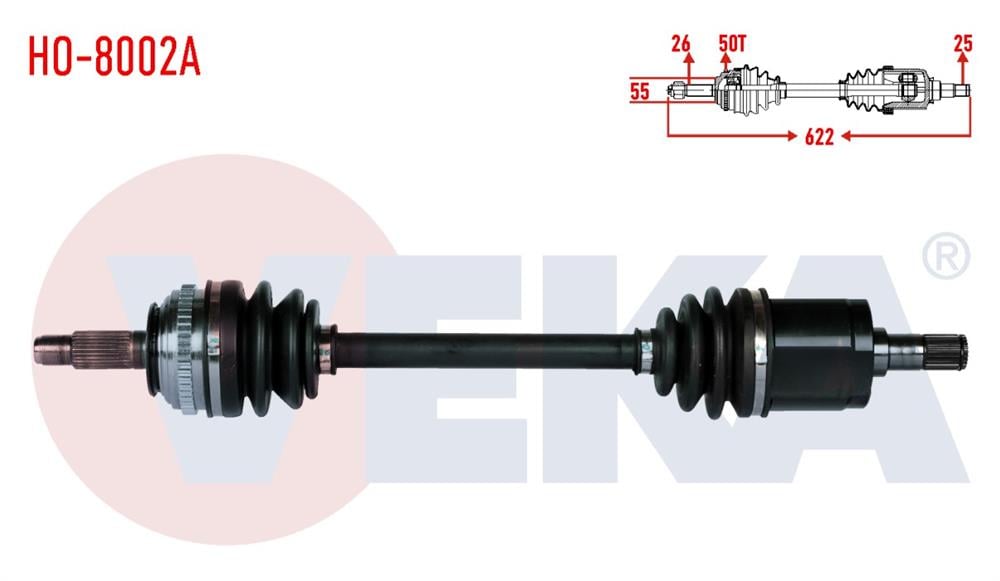HONDA CİVİC 92-95 AKS KOMPLE SAĞ ABS'Lİ 1,5 622MM (VEKA)
