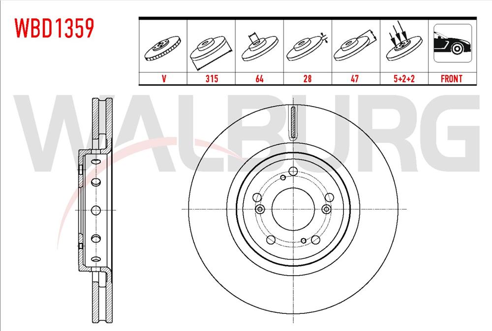 HONDA CRV 12-18 ÖN FREN DİSK 315MM (WALBURG)