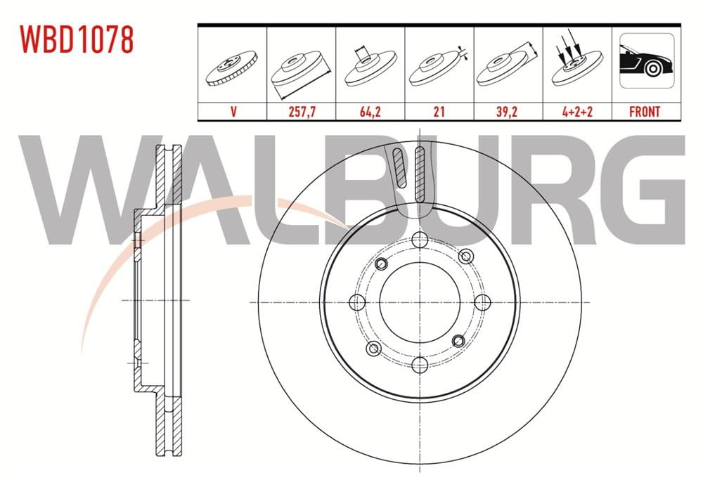 HONDA JAZZ 02-08 ÖN FREN DİSKİ HAVALI 4 BIJON 257MM (WALBURG)