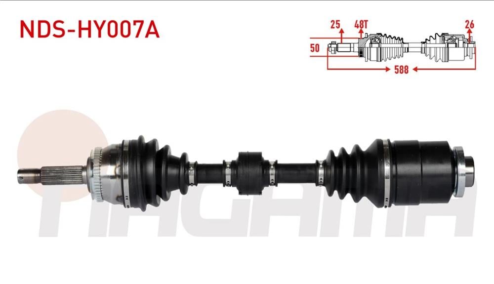 HYUNDAİ ACCENT 06-11 ÖN SAĞ AKS KOMPLE 48 DİŞ  UZUNLUK 588 MM (NAGAMA)