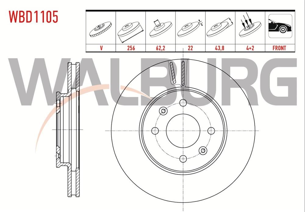 HYUNDAI ACCENT BLUE 11=> ÖN FREN DİSKİ 256MM 4 BIJON (WALBURG)