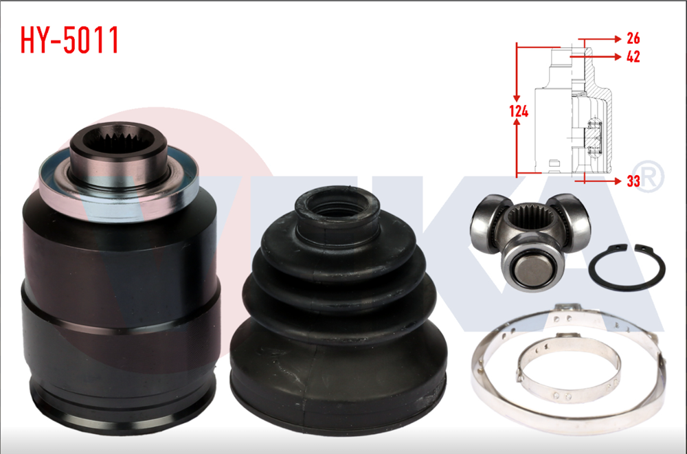 HYUNDAI ACCENT ERA 06-11 İÇ AKS KAFASI SAĞ/SOL 1,5CRDİ 26X33X42 UZUNLUK 142MM (VEKA)