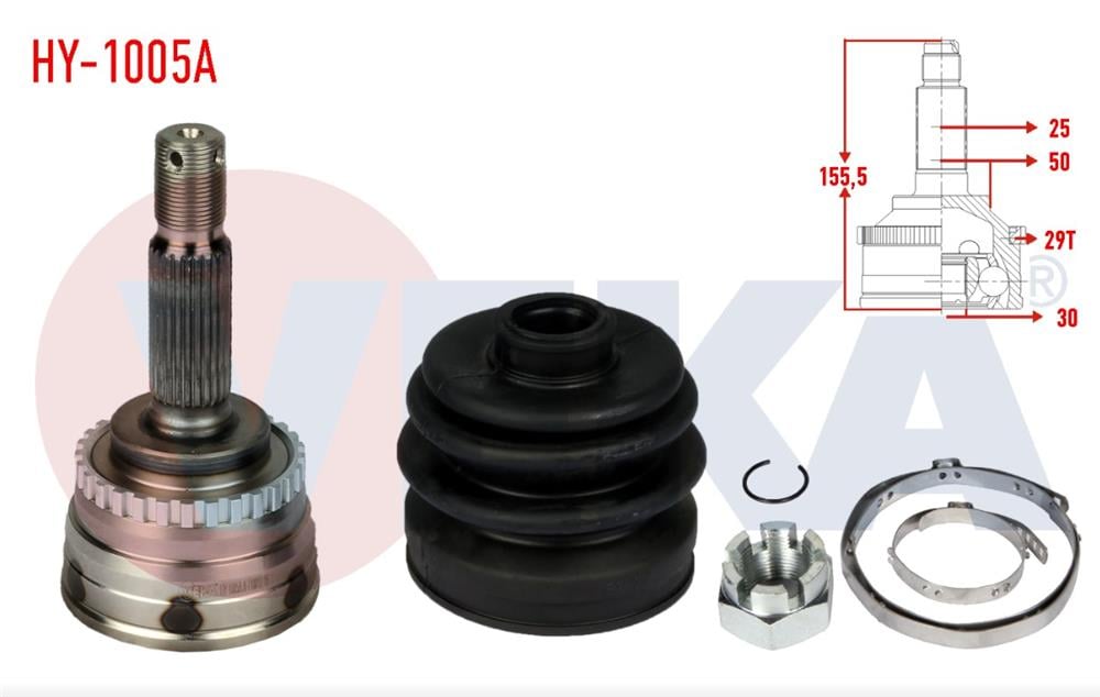 HYUNDAI ELANTRA 01-07 AKS KAFASI SAĞ-SOL 156MM 25X30X50 (VEKA)