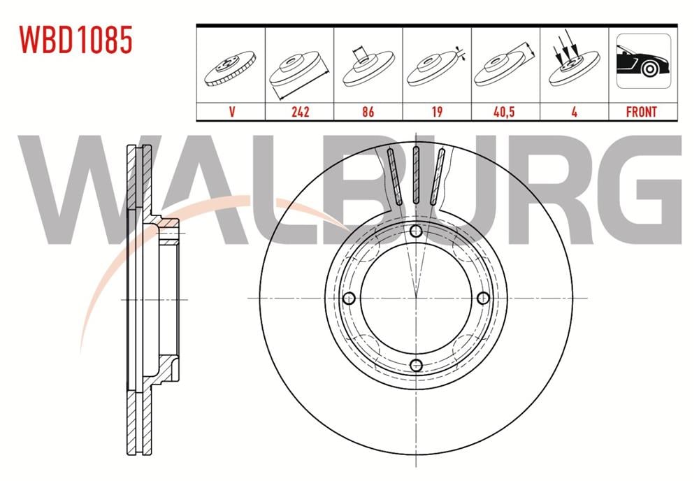 HYUNDAI  EXCEL 90-95 ÖN FREN DİSKİ 242 MM (WALBURG)